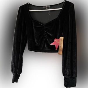 Almost Famous Black Velvet Crop Top